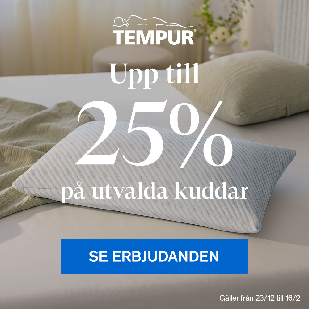 Upp till 25% p&aring; utvalda tempurkuddar